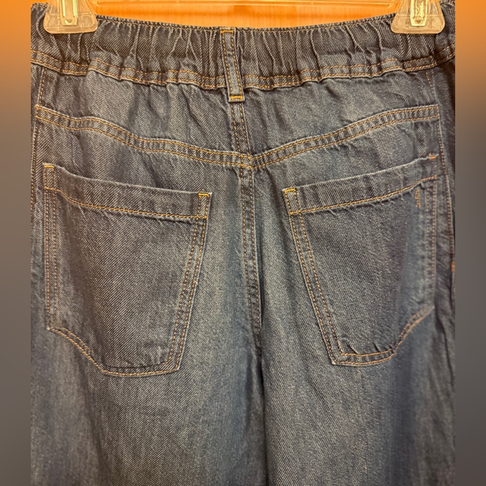 Pilcro Drawstring Pull-On Wide-Leg Jeans - Picture 8 of 14
